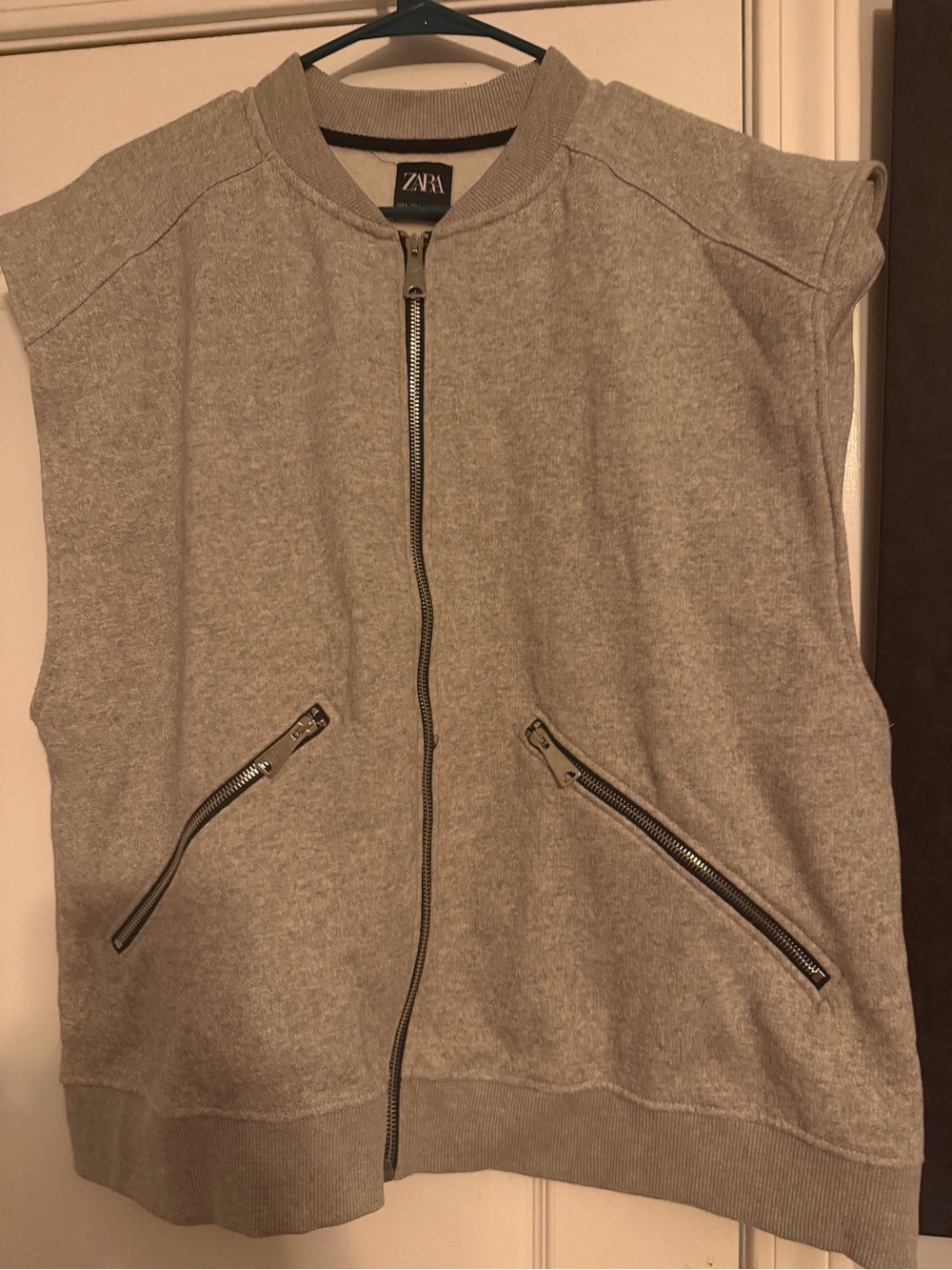 ZARA Men's Light Gray Zip-Up Knit Bomber Sweater